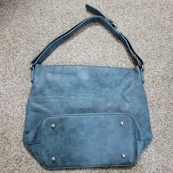 Blue Magnetic Snap Closure Shoulder Bag - Picture 2 of 5